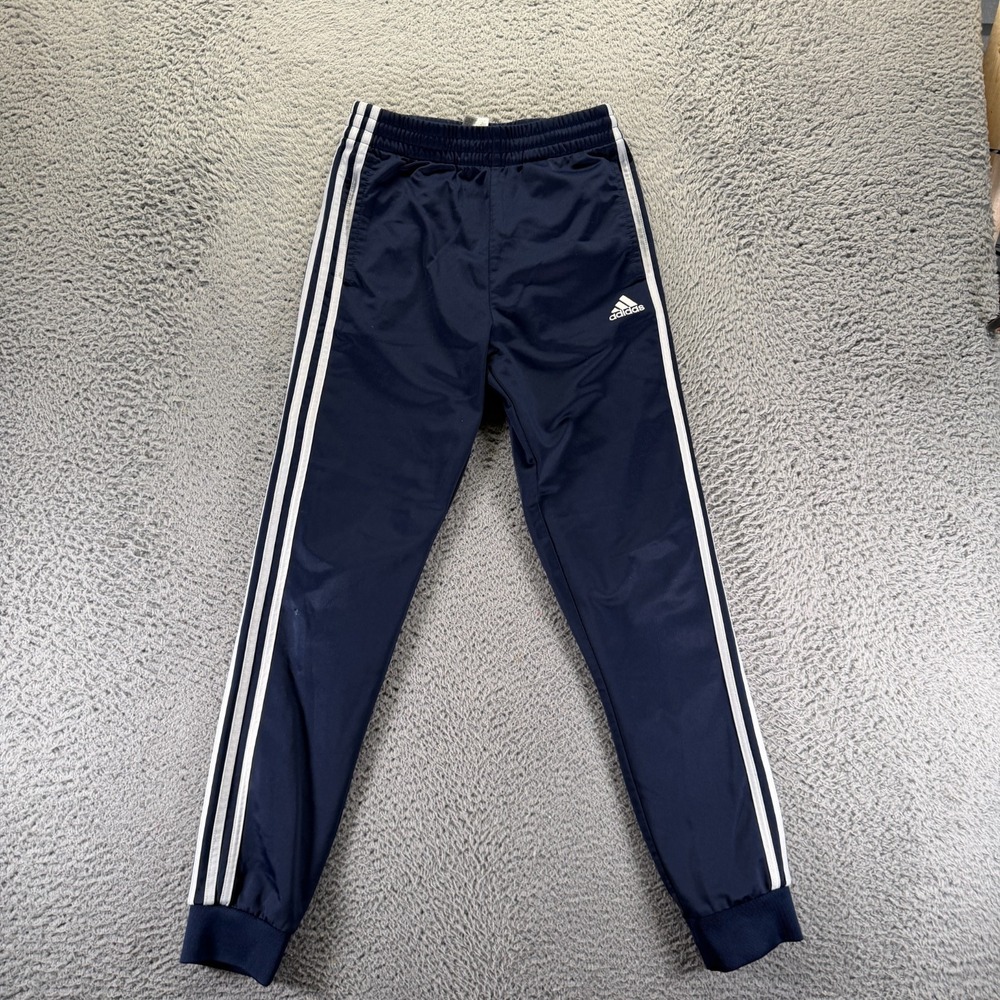 Adidas Pant Boy L Blue Polyester Track Tapered Activewear Performance Basketball